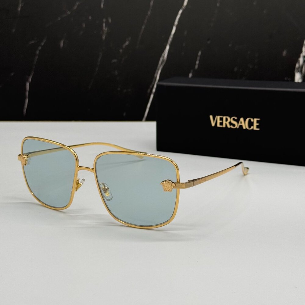 NEW VERSACE VE2282 1002/9C WOMEN SUNGLASSES GOLD/BLUE VE2282 10029C EYEWEAR
